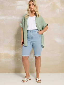 Yours Curve Blue Basic Denim Shorts