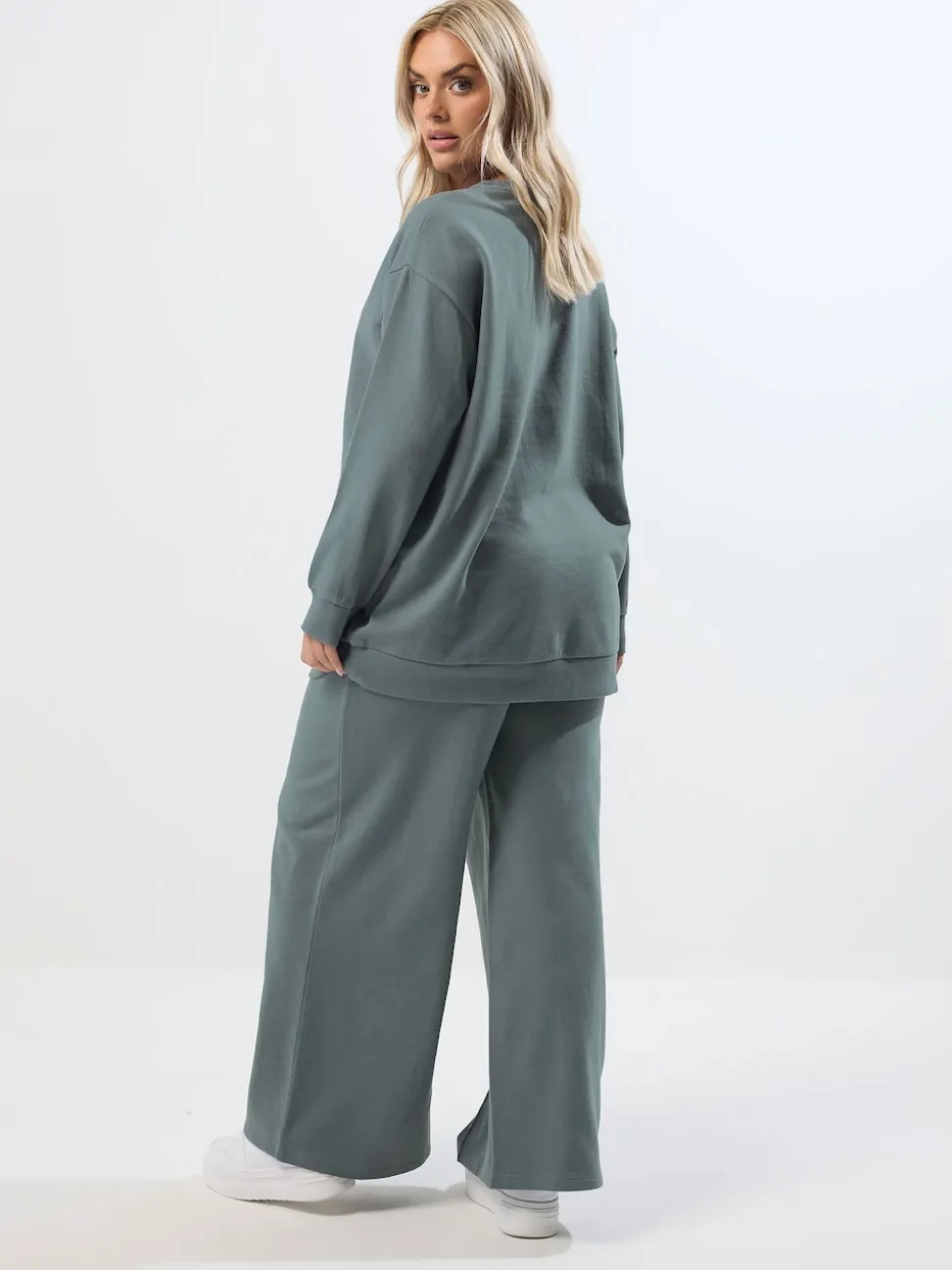 Yours Curve Blue Crew Neck Sweatshirt Joggers Set