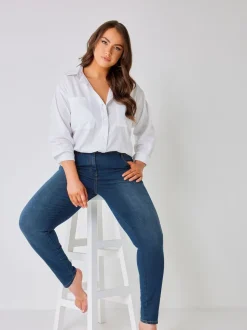 Yours Curve Blue Curve Skinny Stretch AVA Jeans