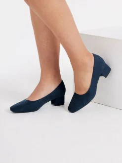 Yours Curve Blue Extra-Wide Fit Square Toe Court Shoes