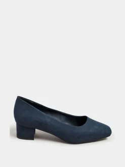 Yours Curve Blue Extra-Wide Fit Square Toe Court Shoes