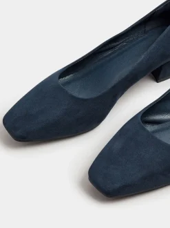 Yours Curve Blue Extra-Wide Fit Square Toe Court Shoes