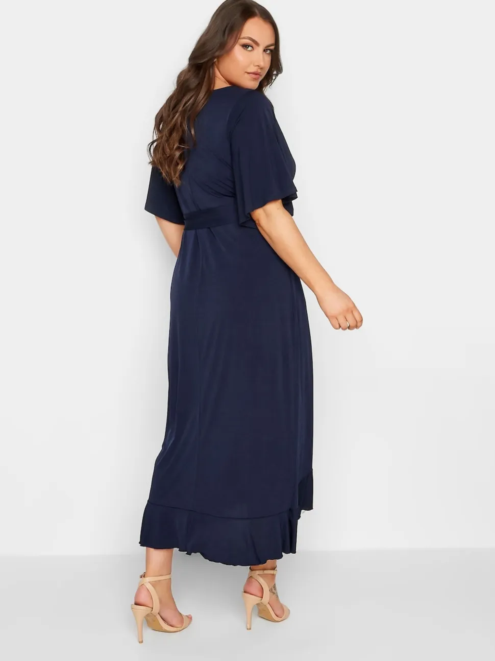 Yours Curve Blue London Ruffle Wrap Dress