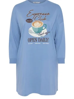 Yours Curve Blue Long Sleeve Nightdress