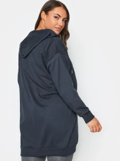 Yours Curve Blue Longline Zip Through Hoodie