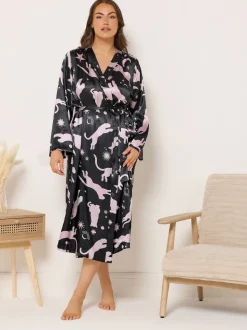 Yours Curve Blue Satin Robe