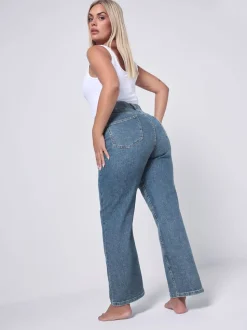 Yours Curve Blue Wide Fit Wide Leg Jeans