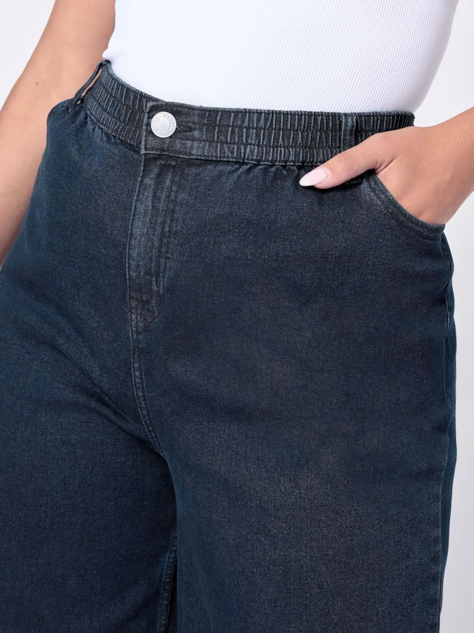 Yours Curve Blue Wide Fit Wide Leg Puddle Jeans