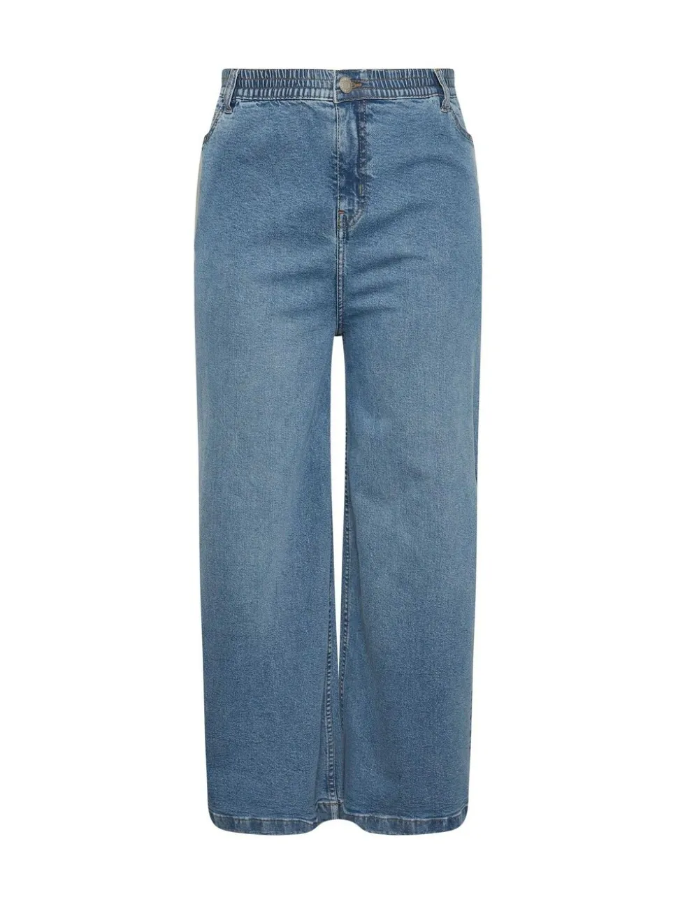 Yours Curve Blue Wide Leg Pull On Puddle Jeans