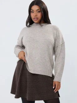 Yours Curve Brown Check Mini Skirt