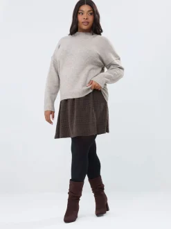 Yours Curve Brown Check Mini Skirt