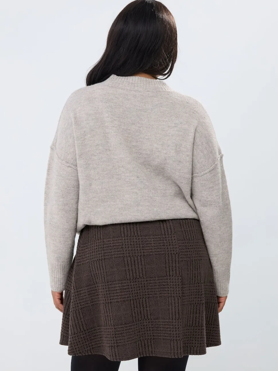 Yours Curve Brown Check Mini Skirt