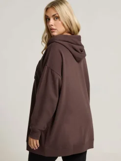 Yours Curve Brown Coffee Club Hoodie