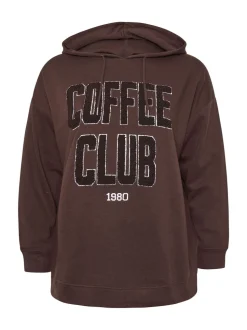 Yours Curve Brown Coffee Club Hoodie