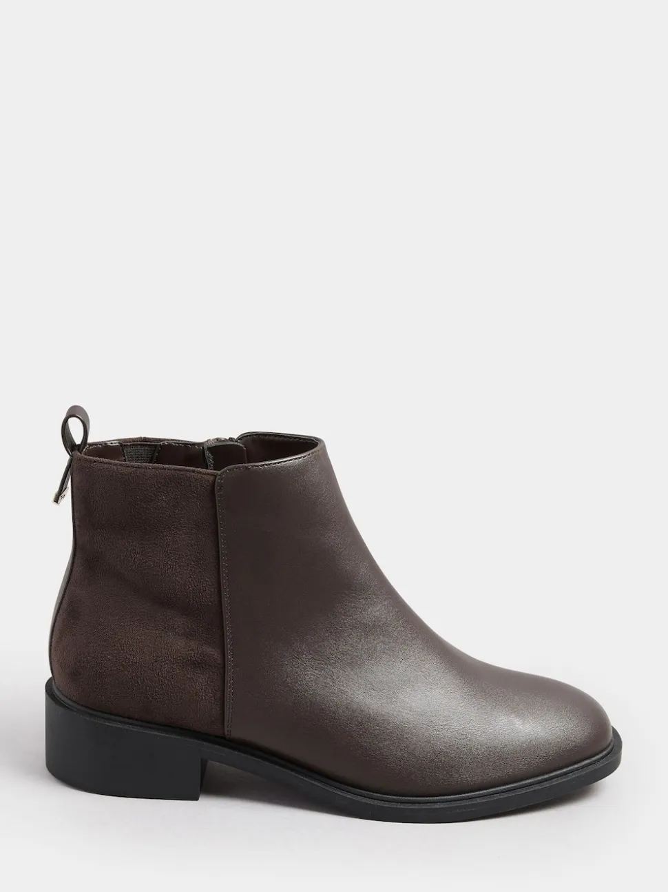 Yours Curve Brown Wide Fit Extra-Wide Fit Metal Trim Ankle Boots