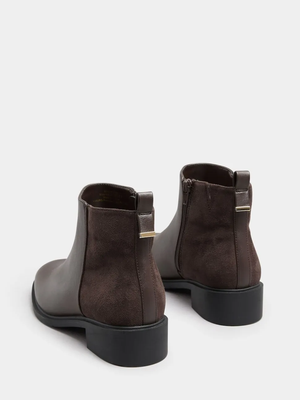 Yours Curve Brown Wide Fit Extra-Wide Fit Metal Trim Ankle Boots