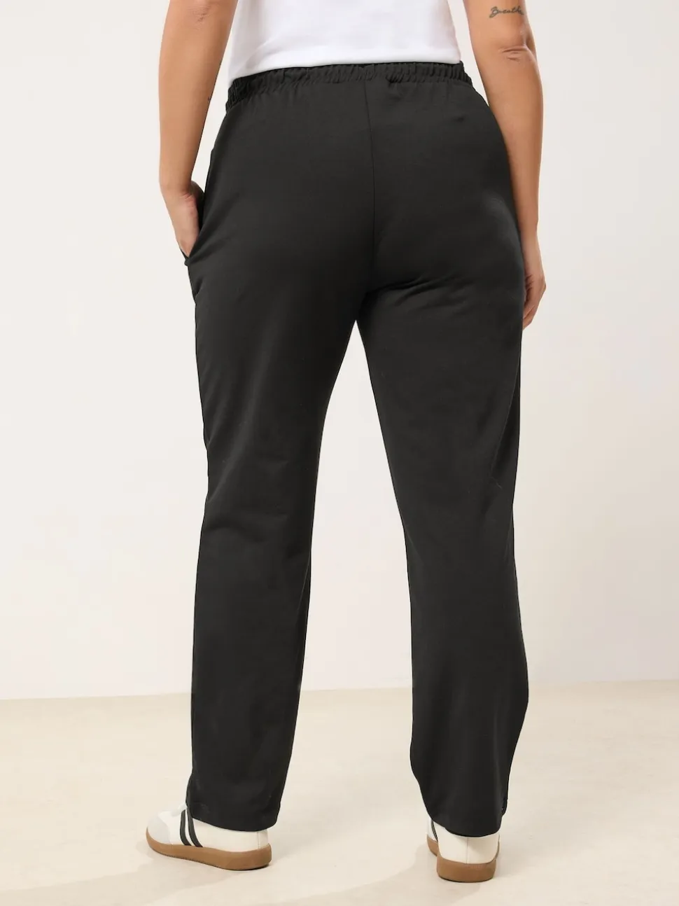 Yours Curve Denim Black Tie Waist Joggers