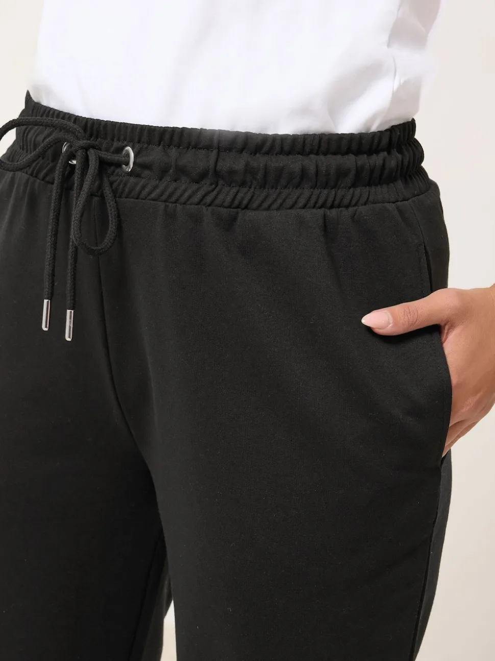 Yours Curve Denim Black Tie Waist Joggers