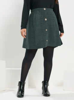Yours Curve Green Button Front Skirt