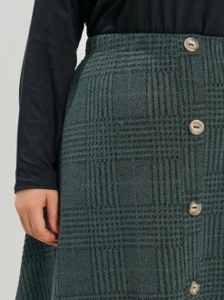 Yours Curve Green Button Front Skirt