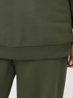 Yours Curve Green Crewneck Sweatshirt & Cuffed Joggers Set