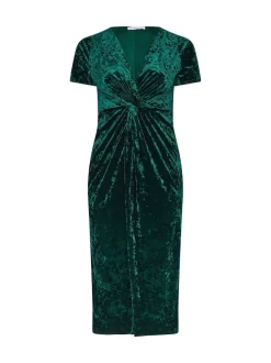 Yours Curve Green London Velvet Knot Dress