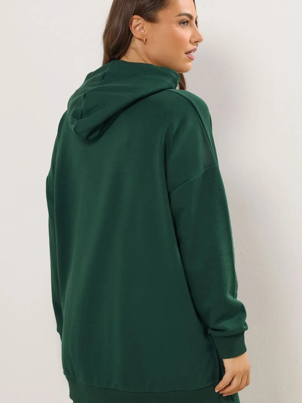 Yours Curve Green Pocket Detail Hoodie