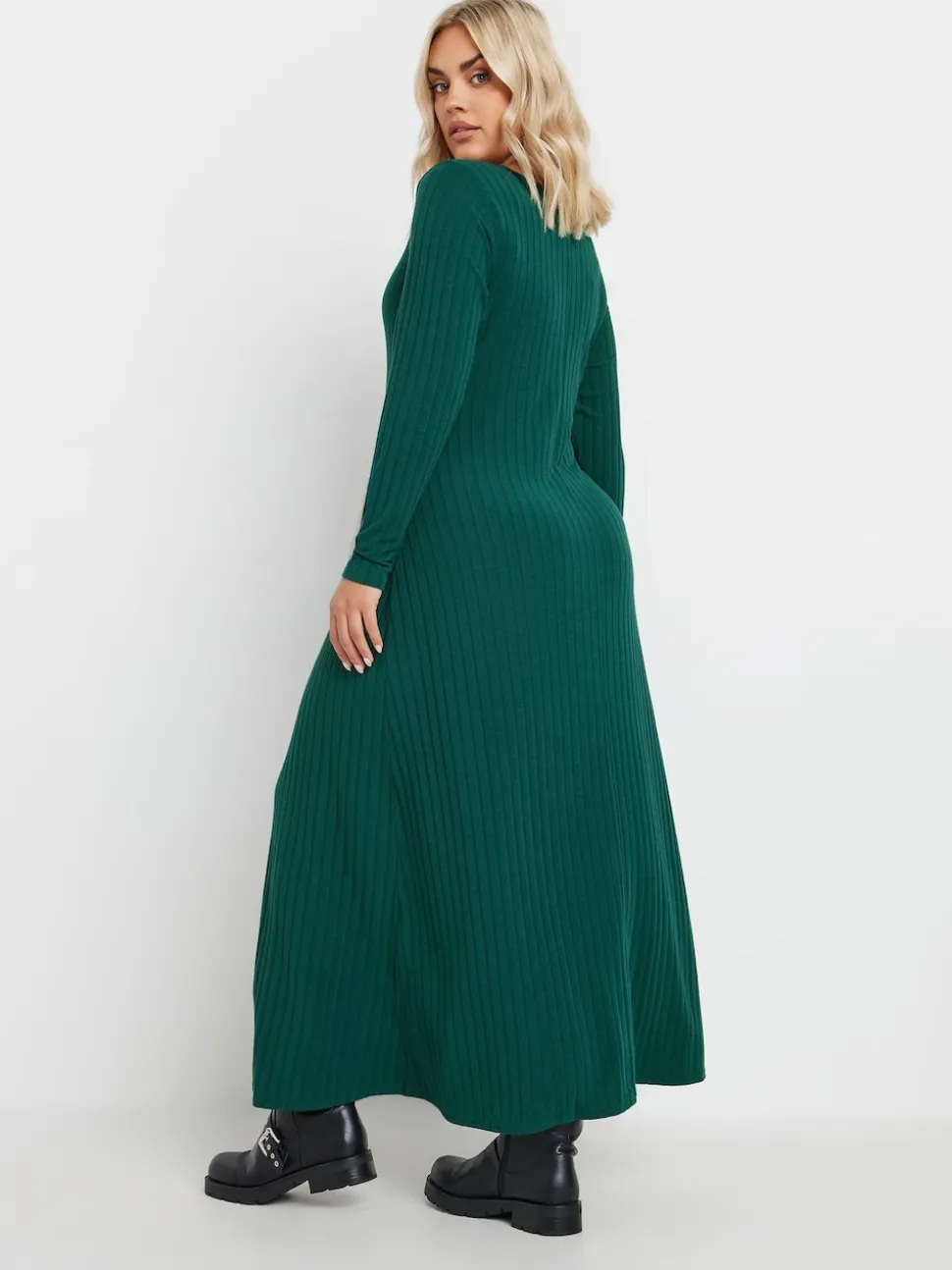 Yours Curve Green Ribbed Maxi Dress