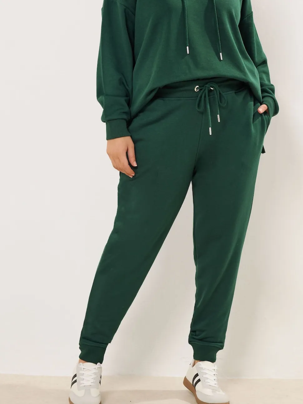Yours Curve Green Tie Cuffed Joggers