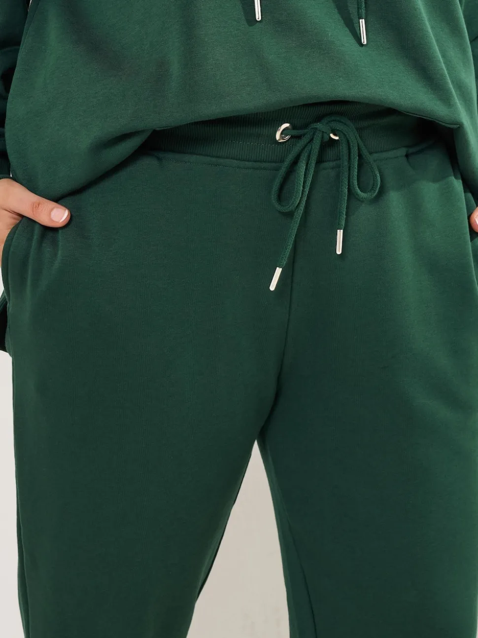 Yours Curve Green Tie Cuffed Joggers
