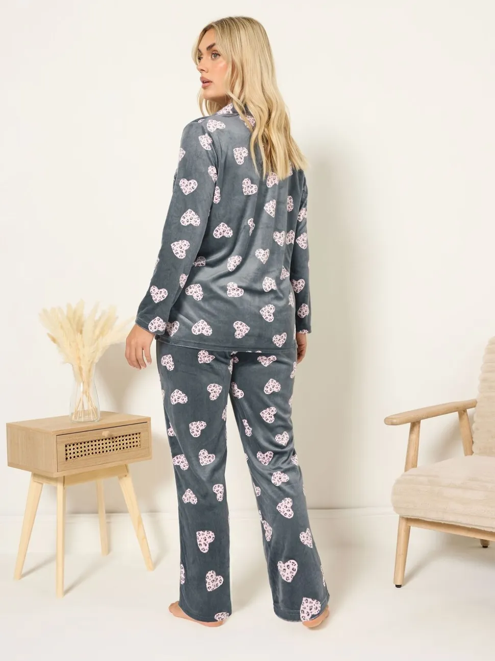 Yours Curve Grey Baby Fleece Pyjamas Set