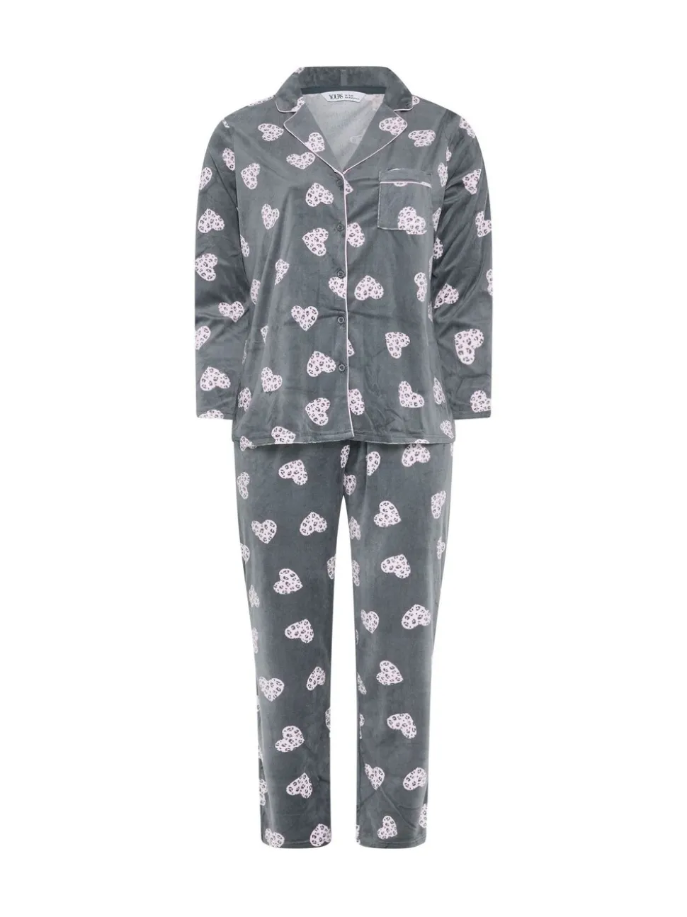 Yours Curve Grey Baby Fleece Pyjamas Set
