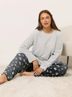 Yours Curve Grey Clipped Lounge Set