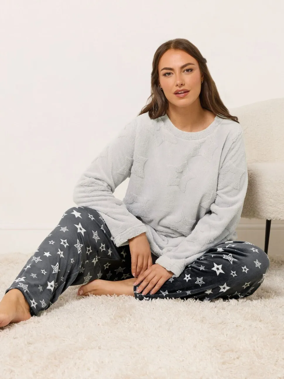 Yours Curve Grey Clipped Lounge Set