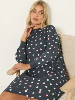 Yours Curve Grey Long Sleeve Nightdress