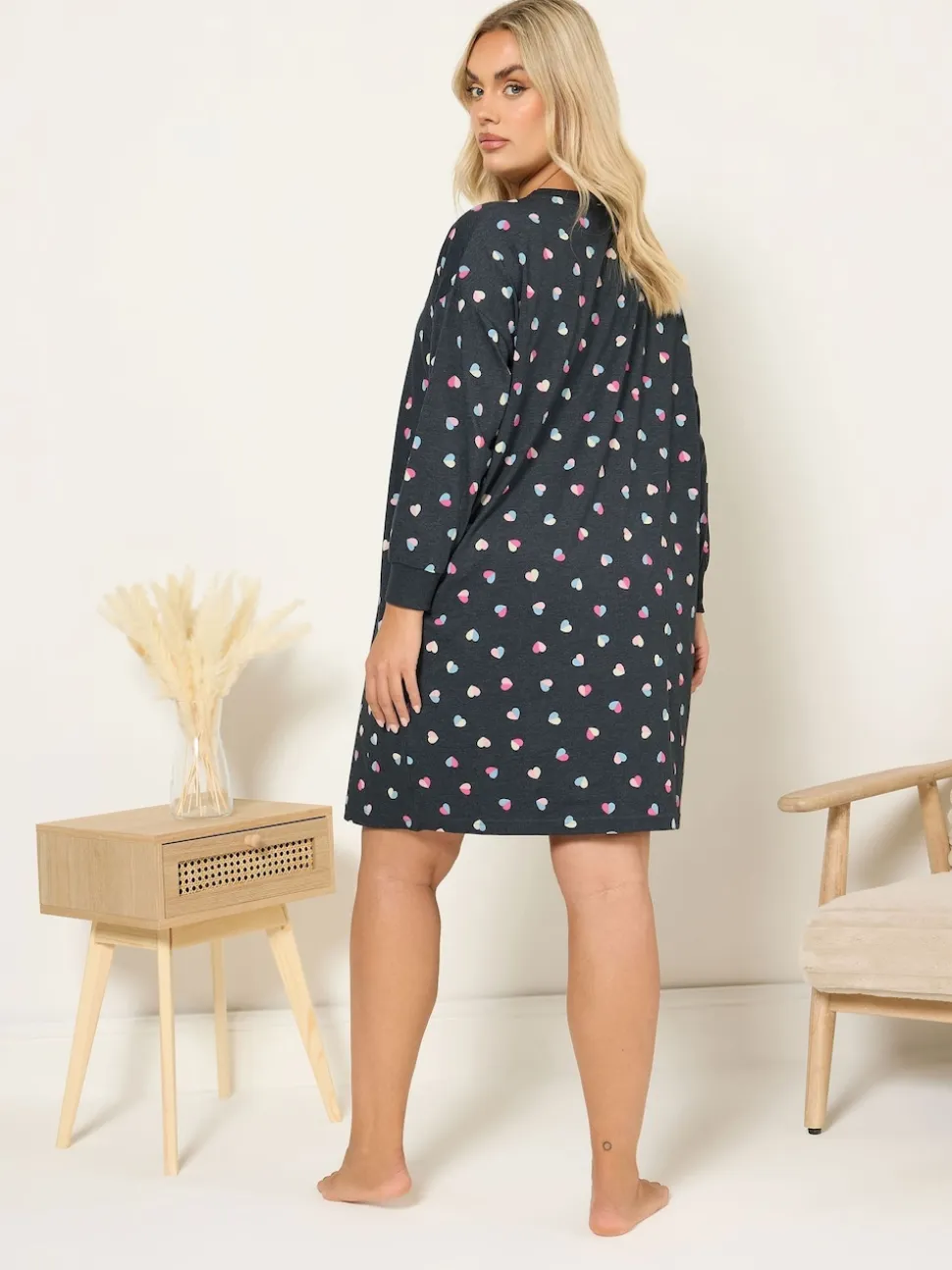 Yours Curve Grey Long Sleeve Nightdress