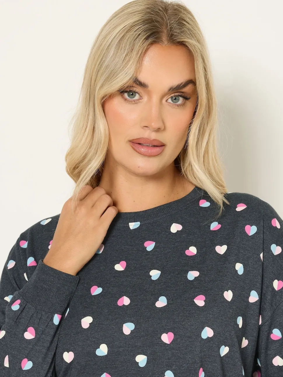 Yours Curve Grey Long Sleeve Nightdress