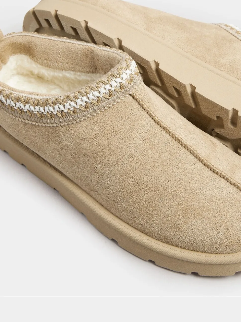 Yours Curve Natural Faux Suede Embroidered Mules