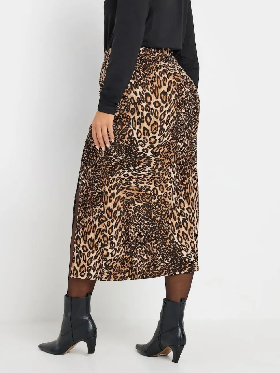 Yours Curve Natural Leopard Print Structured Skirt