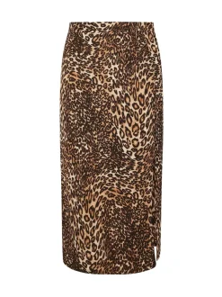 Yours Curve Natural Leopard Print Structured Skirt