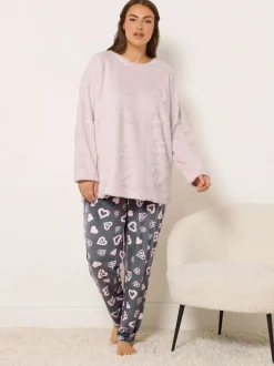 Yours Curve Pink Clipped Lounge Set