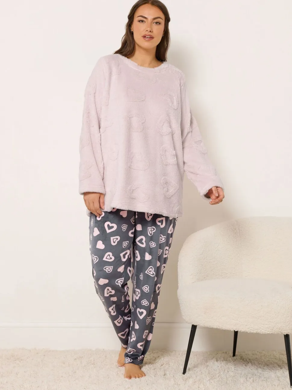 Yours Curve Pink Clipped Lounge Set