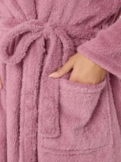 Yours Curve Pink Fluffy Shawl Collar Robe