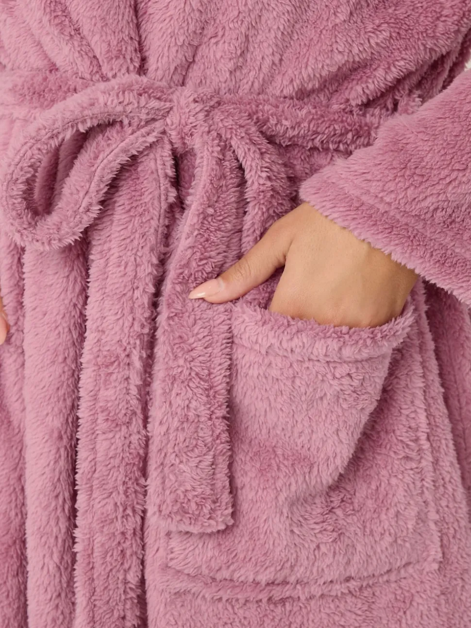 Yours Curve Pink Fluffy Shawl Collar Robe