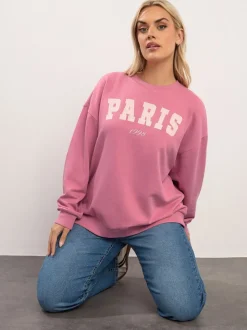 Yours Curve Pink Paris Sweatshirt