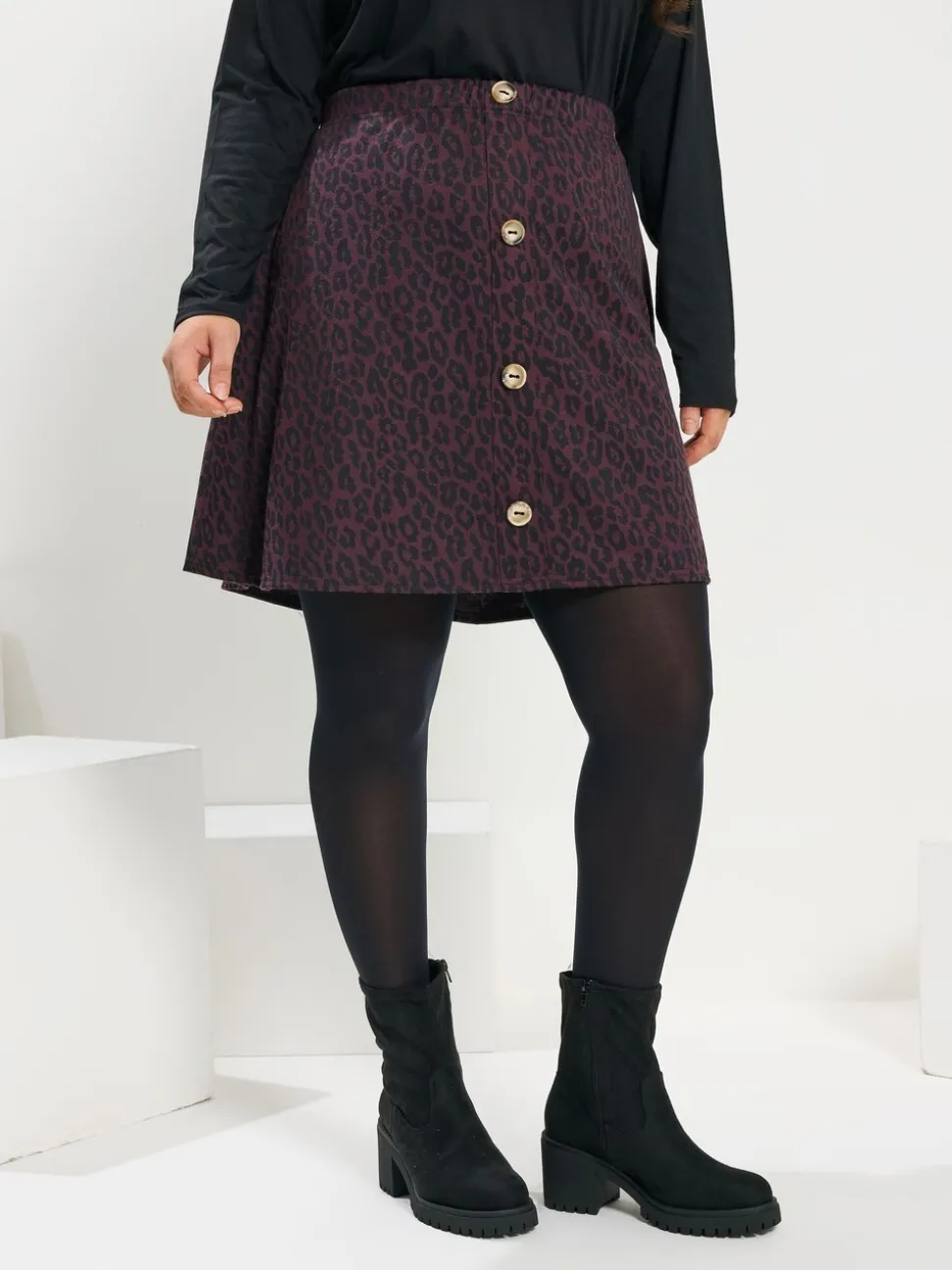 Yours Curve Purple Button Front Skirt