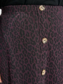 Yours Curve Purple Button Front Skirt