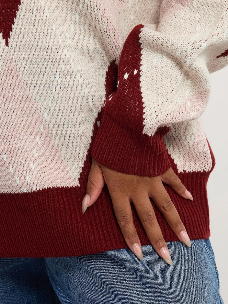 Yours Curve Red Argyle Jumper