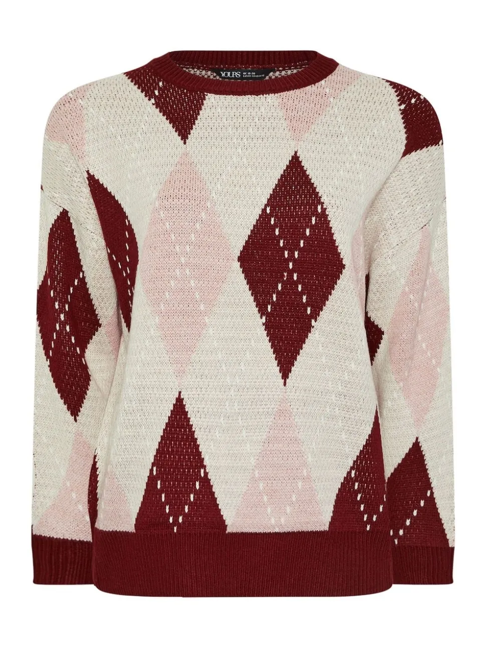 Yours Curve Red Argyle Jumper