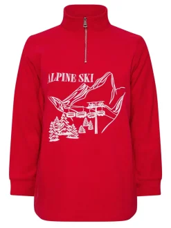 Yours Curve Red Half Zip Fleece